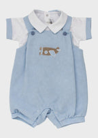 Salopette Corta Cotone Ricamo Aereoplanino LPB1204 corredino e abbigliamento neonato | NANU' BABY