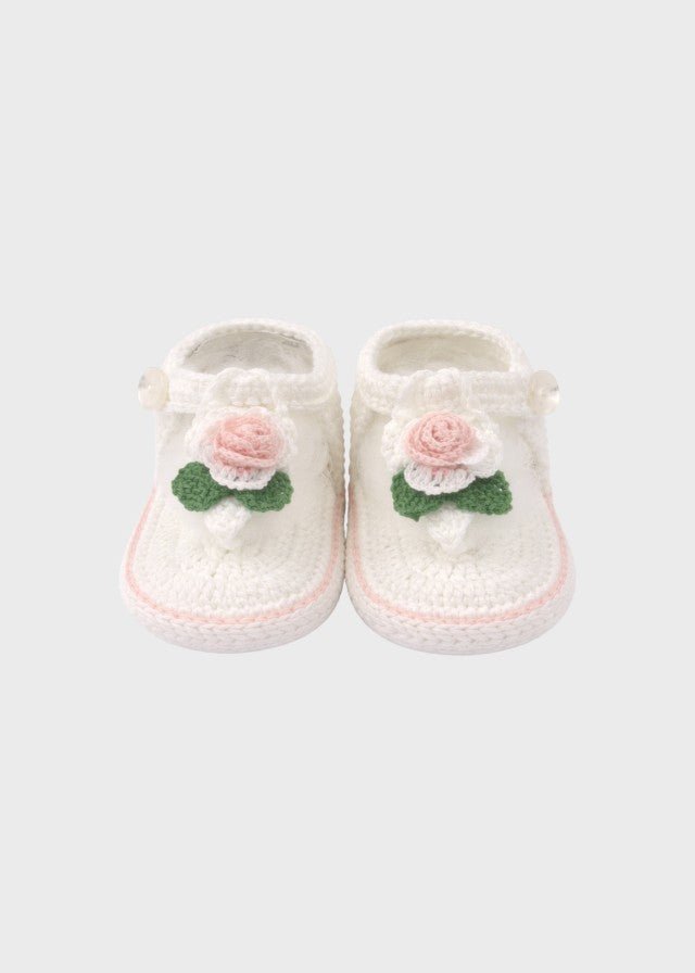 Sandali Rose Ricamate Bianco DELIZIA/SN corredino e abbigliamento neonato | NANU' BABY