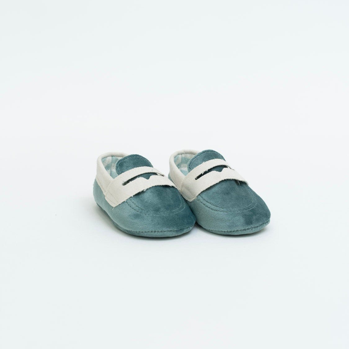 Scarpe Cerimonia Bimbo Tessuto Verde Salvia Grigio IM204SC corredino e abbigliamento neonato | NANU' BABY