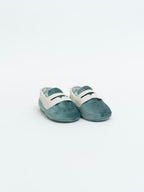 Scarpe Cerimonia Bimbo Tessuto Verde Salvia Grigio IM204SC corredino e abbigliamento neonato | NANU' BABY