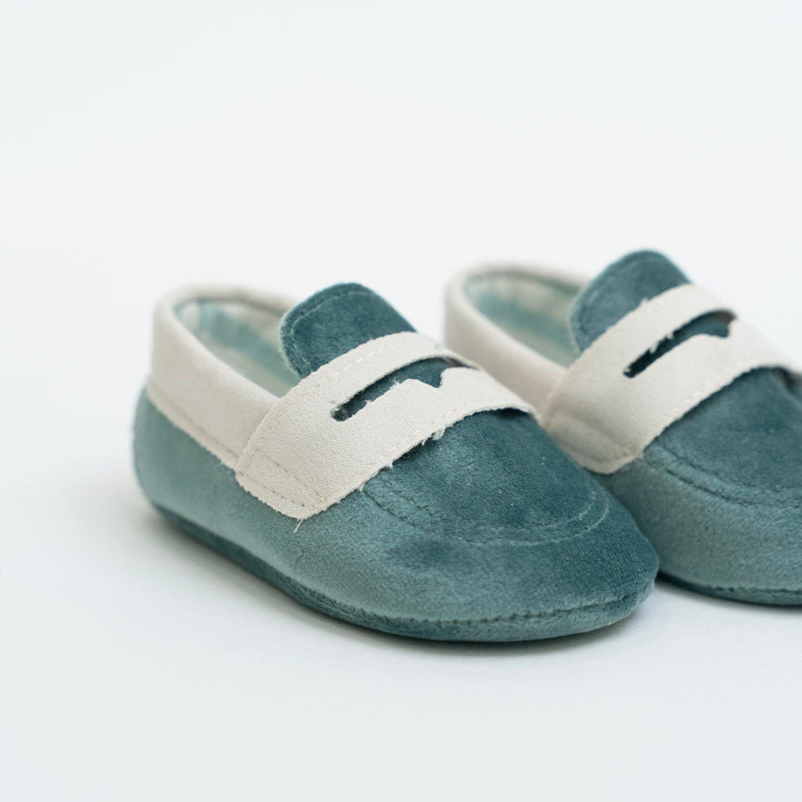 Scarpe Cerimonia Bimbo Tessuto Verde Salvia Grigio IM204SC corredino e abbigliamento neonato | NANU' BABY