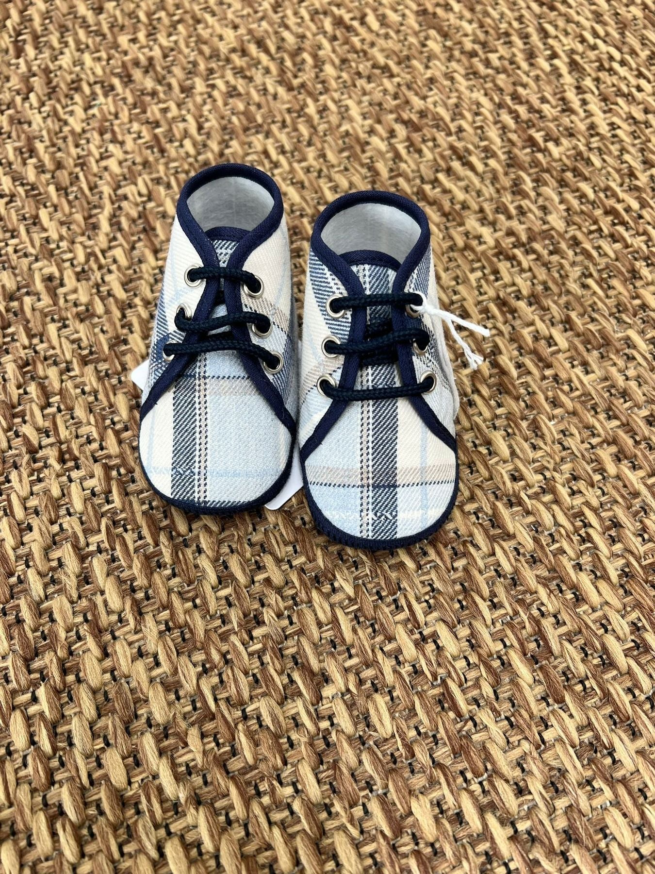 Scarpette in tessuto quadri Bimbo Blu 5500SC corredino e abbigliamento neonato | NANU' BABY