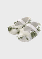 Scarpina Bimba Tessuto Vaniglia Verde EV305SC corredino e abbigliamento neonato | NANU' BABY