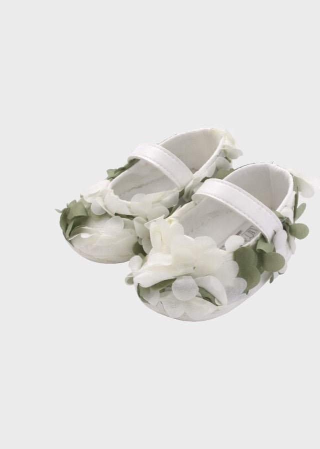 Scarpina Bimba Tessuto Vaniglia Verde EV305SC corredino e abbigliamento neonato | NANU' BABY