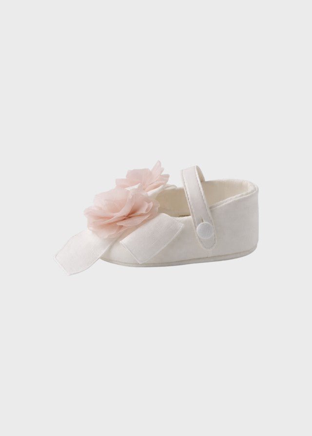 Scarpina Cerimonia Bianco Rosa EV310SC/R corredino e abbigliamento neonato | NANU' BABY