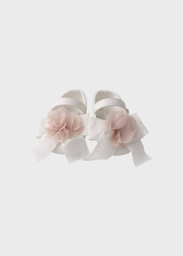 Scarpina Cerimonia Bianco Rosa EV310SC/R corredino e abbigliamento neonato | NANU' BABY