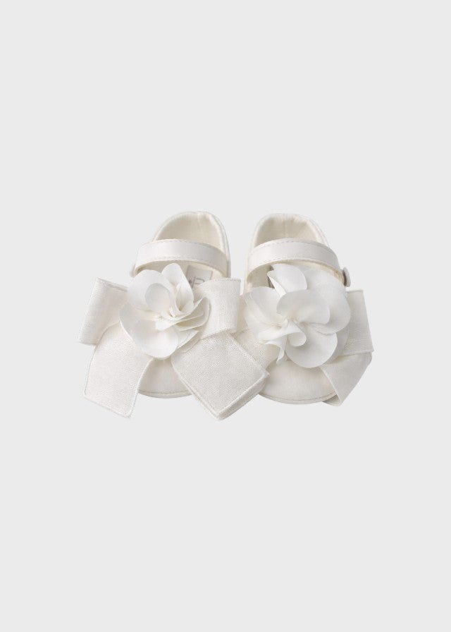 Scarpina Cerimonia Fiocco Bianco EV310SC corredino e abbigliamento neonato | NANU' BABY