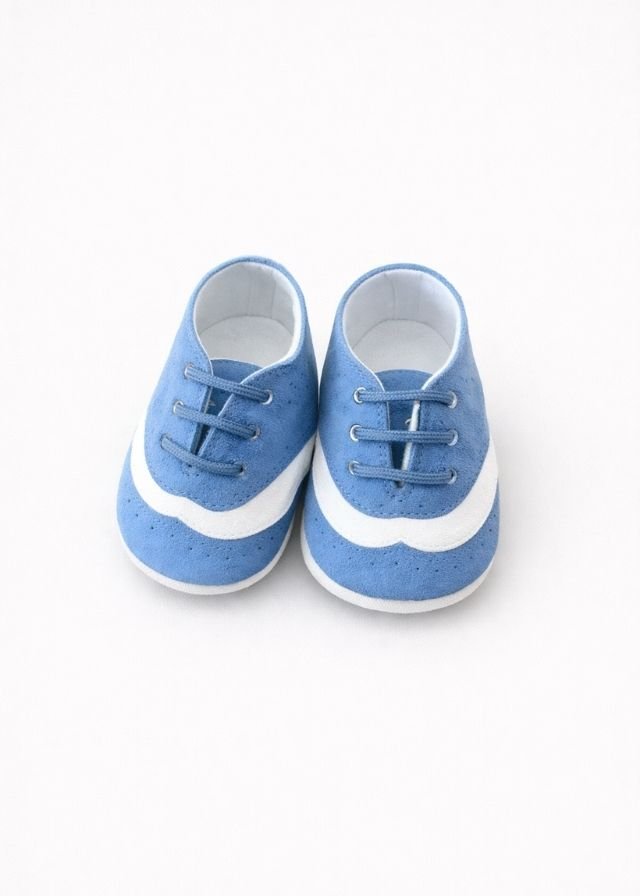 Scarpina Stringata Oxford Azzurro SM3994/T0885 corredino e abbigliamento neonato | NANU' BABY