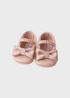 Scarpine Raso Fiocco Rosa corredino e abbigliamento neonato | NANU' BABY