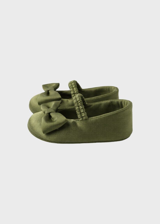 Scarpine Raso Verde Cerimonia corredino e abbigliamento neonato | NANU' BABY