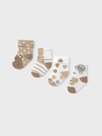 Set 4 calze Beige 9867 /BE corredino e abbigliamento neonato | NANU' BABY