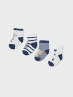 Set 4 calze Blu 9706/B corredino e abbigliamento neonato | NANU' BABY