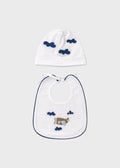 Set Bavetta Cuffia Ricamo Aereoplanino LR1204 corredino e abbigliamento neonato | NANU' BABY