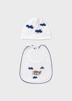 Set Bavetta Cuffia Ricamo Aereoplanino LR1204 corredino e abbigliamento neonato | NANU' BABY