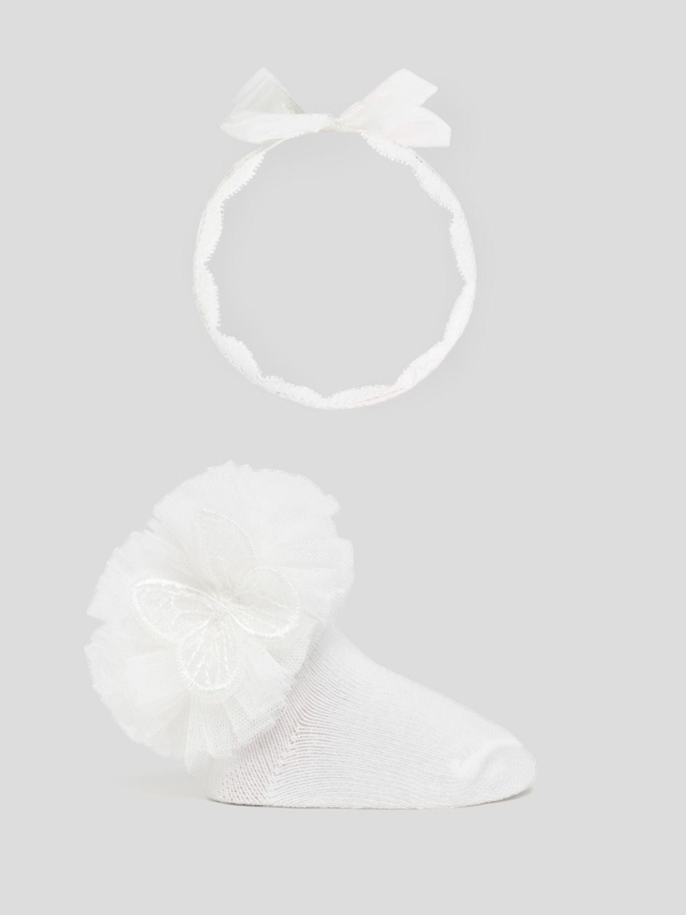 Set calzini con cerchietto Bianco 9710 corredino e abbigliamento neonato | NANU' BABY