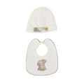 Set Cuffia Bavetta Neonato Ciniglia Bianco SARTORIA DEI PICCOLI (cod. LR1112) corredino e abbigliamento neonato | NANU' BABY