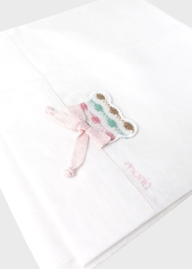 Set Lenzuolino Bianco Rosa EK51LE/R corredino e abbigliamento neonato | NANU' BABY