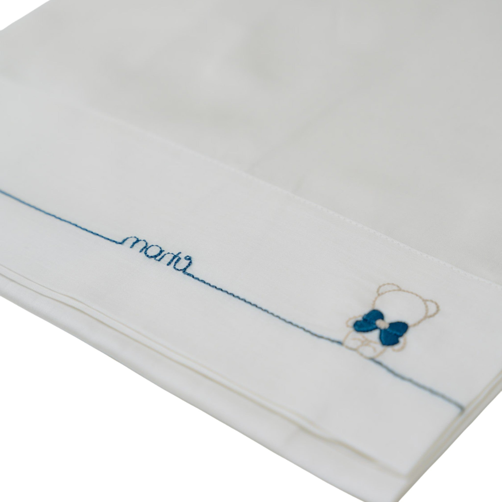 Set Lenzuolino Culla 3 Pezzi Neonato Cotone 100% Blu IN59LE/Z corredino e abbigliamento neonato | NANU' BABY