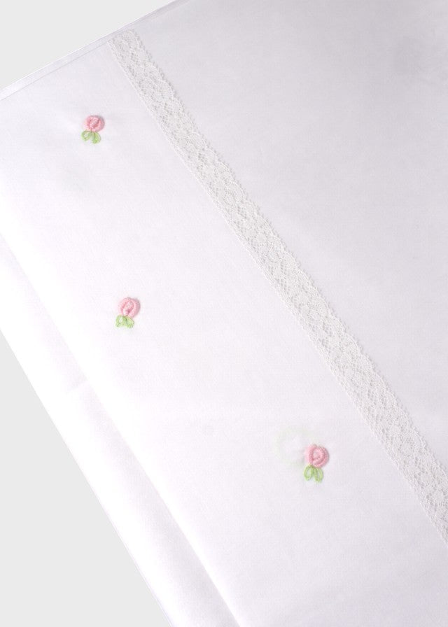 Set Lenzuolino Fiorellini Rosa EK13LE corredino e abbigliamento neonato | NANU' BABY