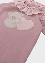 Tutina Colletto Volant Orsetto Rosa LT1210 corredino e abbigliamento neonato | NANU' BABY