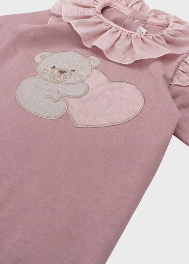 Tutina Colletto Volant Orsetto Rosa LT1210 corredino e abbigliamento neonato | NANU' BABY