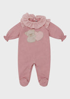 Tutina Colletto Volant Orsetto Rosa LT1210 corredino e abbigliamento neonato | NANU' BABY