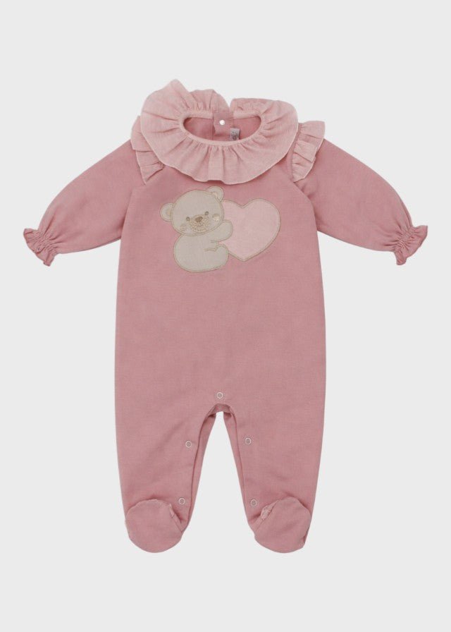 Tutina Colletto Volant Orsetto Rosa LT1210 corredino e abbigliamento neonato | NANU' BABY
