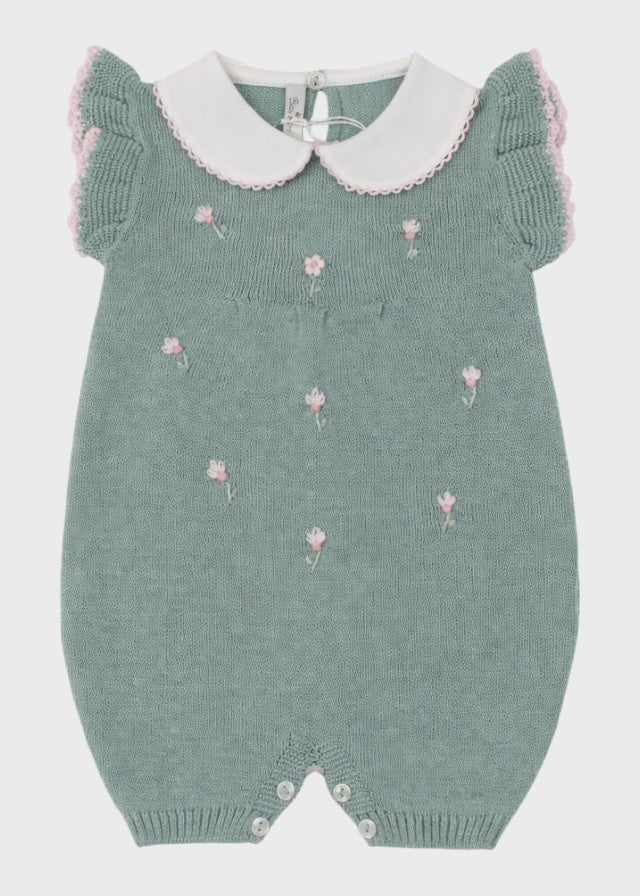 Tutina Cotone Margherite Verde 363/V corredino e abbigliamento neonato | NANU' BABY