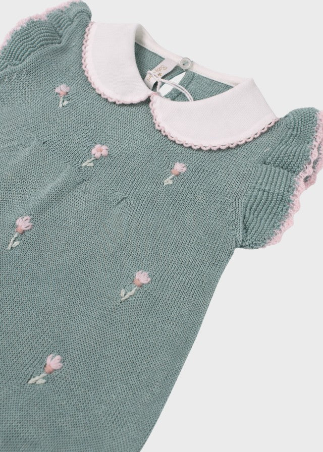 Tutina Cotone Margherite Verde 363/V corredino e abbigliamento neonato | NANU' BABY