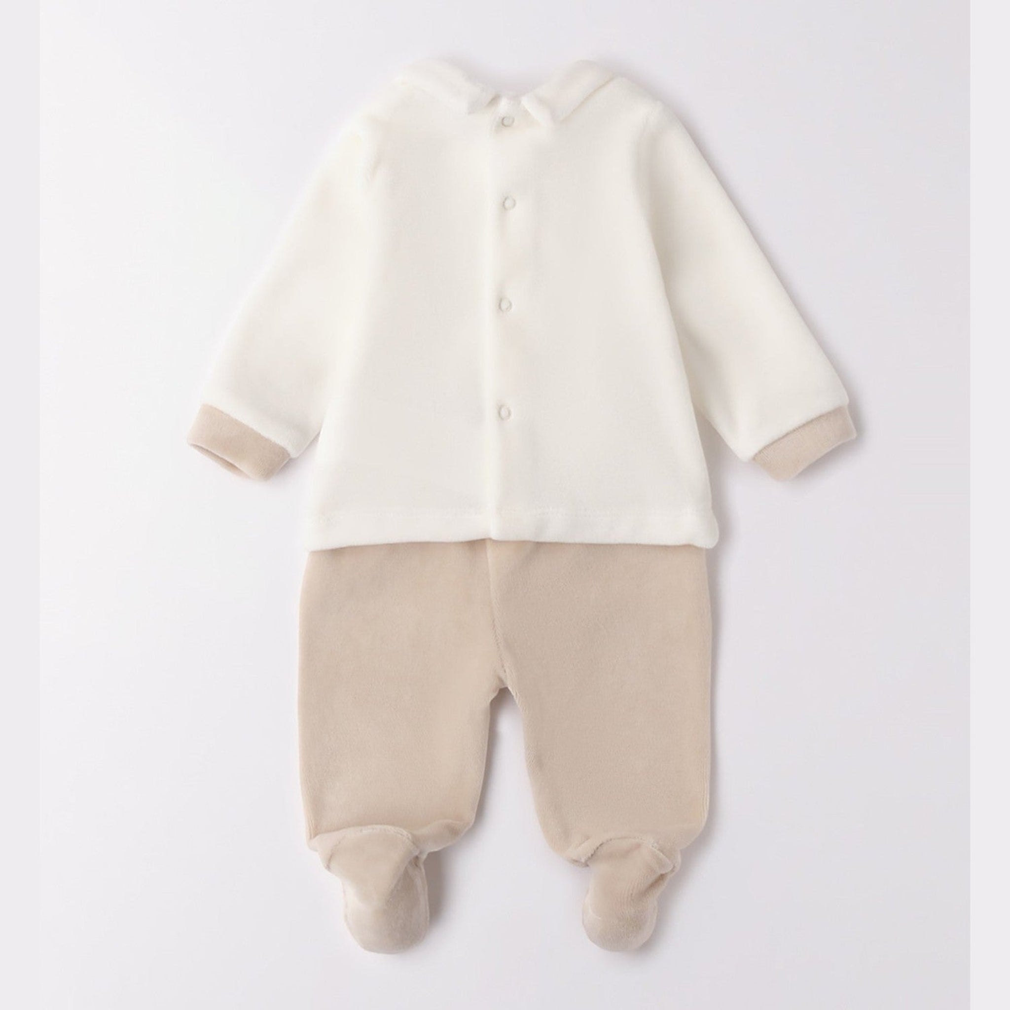 Tutina Due Pezzi Con Piede Neonato Ciniglia 3F673/112 corredino e abbigliamento neonato | NANU' BABY