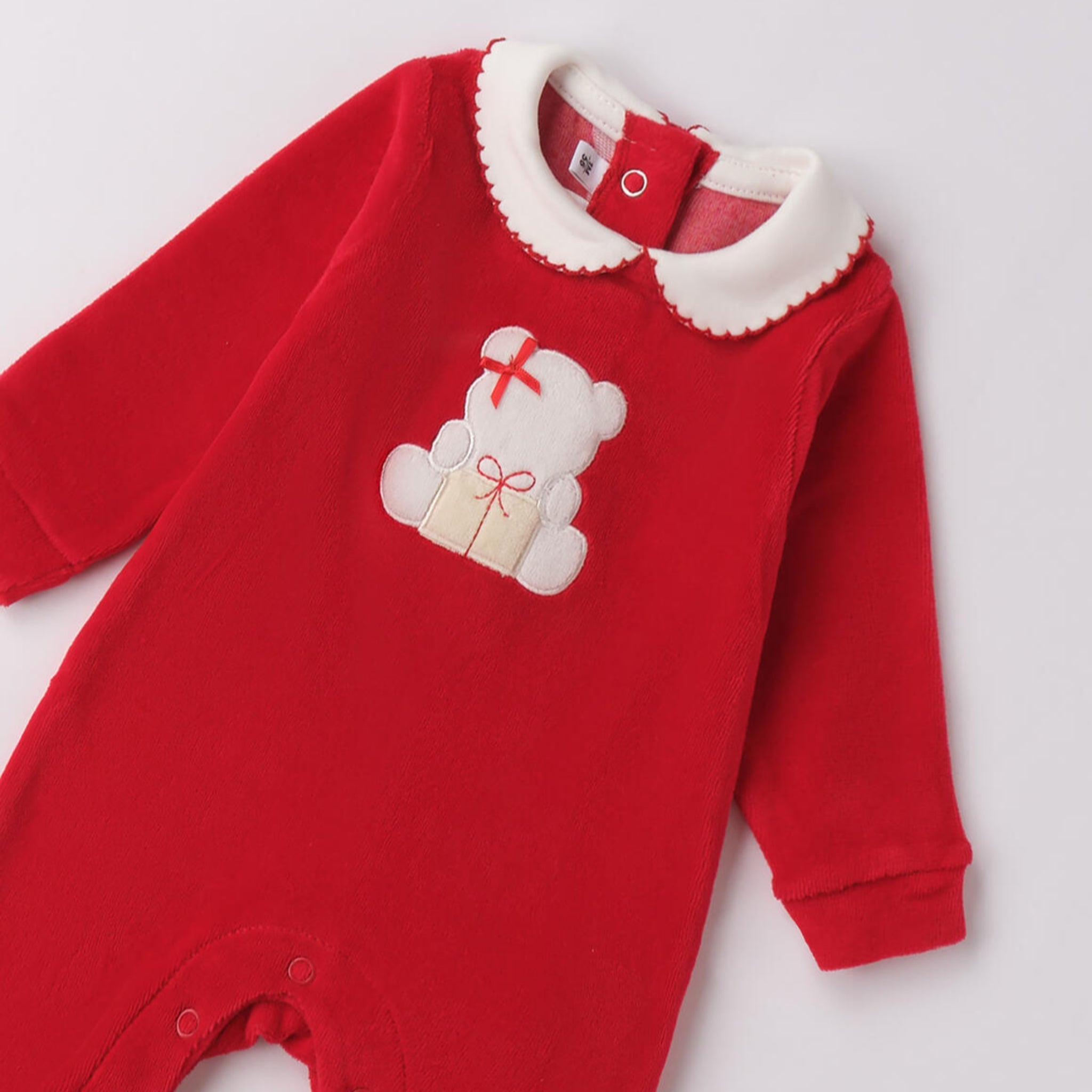 Tutina Natalizia Ciniglia Con Piede Neonata Rosso 3F769/2253 corredino e abbigliamento neonato | NANU' BABY