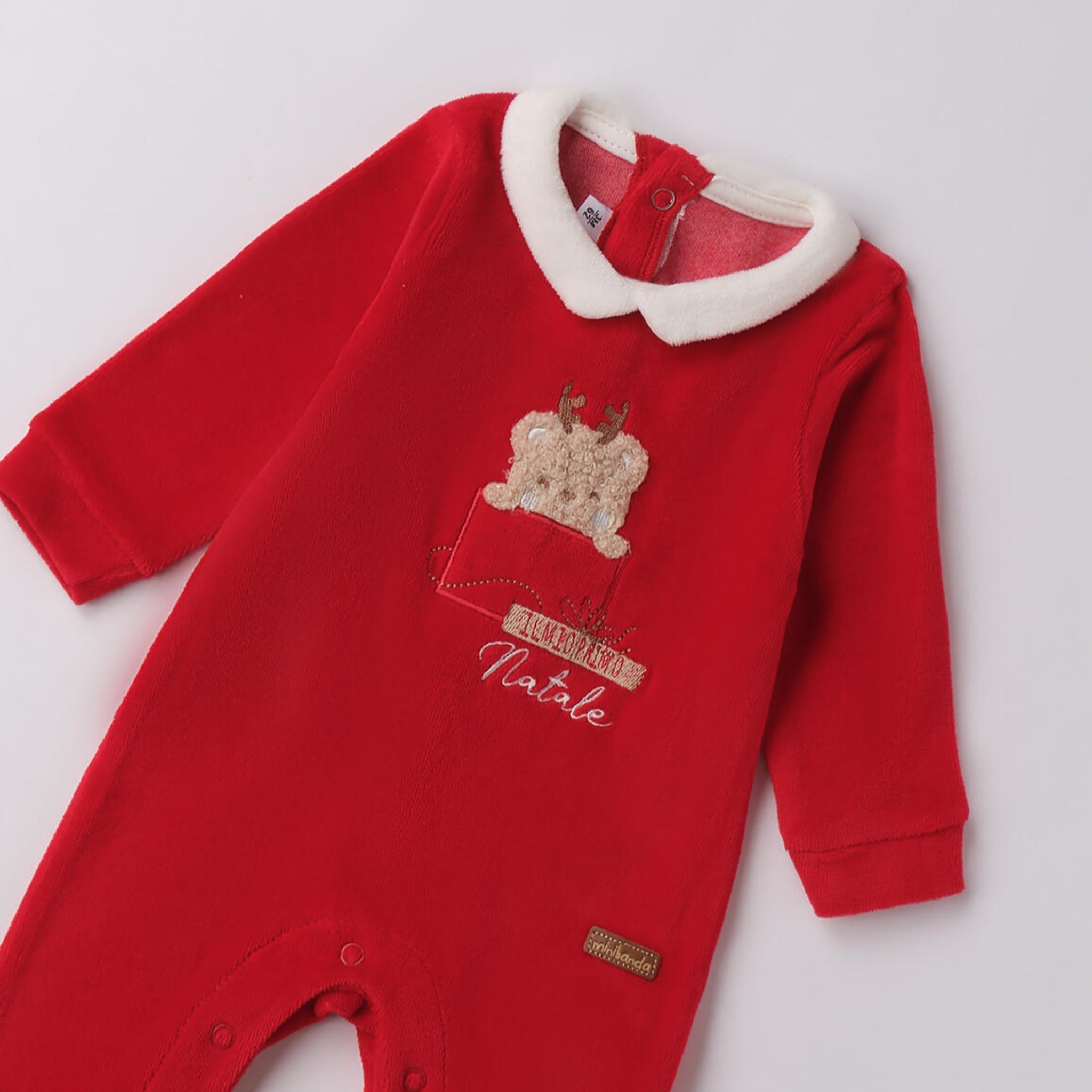 Tutina Natalizia Ciniglia Con Piede Neonato Rosso 3F643/2253 corredino e abbigliamento neonato | NANU' BABY