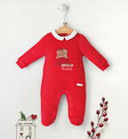 Tutina Natalizia Ciniglia Con Piede Neonato Rosso 3F643/2253 corredino e abbigliamento neonato | NANU' BABY