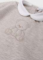 Tutina Neonata Jersey Ricamo Beige C63007/B - A corredino e abbigliamento neonato | NANU' BABY
