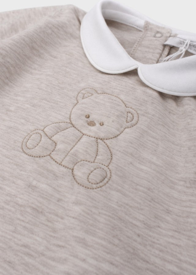 Tutina Neonata Jersey Ricamo Beige C63007/B - A corredino e abbigliamento neonato | NANU' BABY
