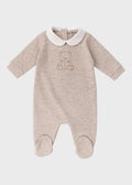 Tutina Neonata Jersey Ricamo Beige C63007/B - A corredino e abbigliamento neonato | NANU' BABY