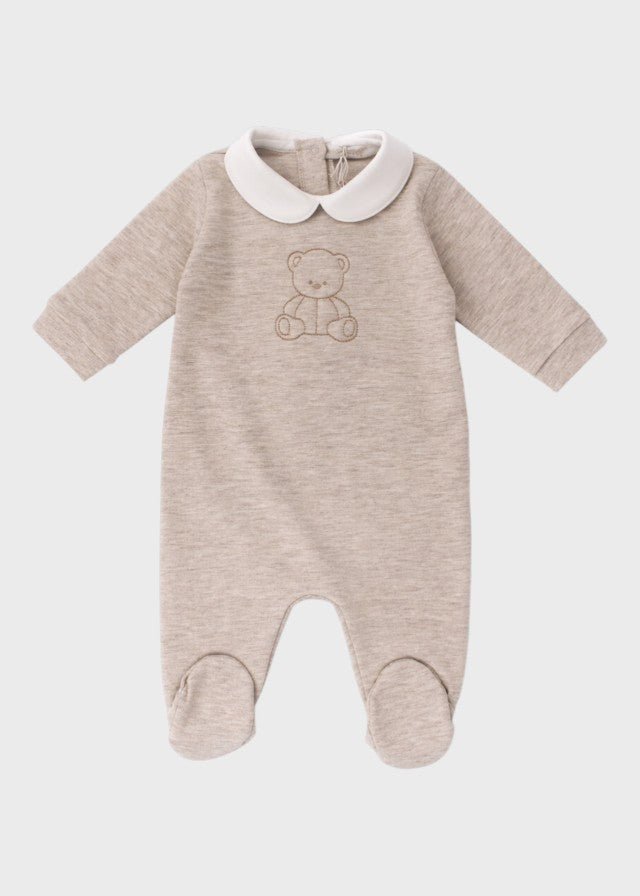 Tutina Neonata Jersey Ricamo Beige C63007/B - A corredino e abbigliamento neonato | NANU' BABY