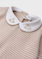 Tutina Neonata Jersey Ricamo Beige C63007/B - B corredino e abbigliamento neonato | NANU' BABY