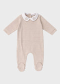 Tutina Neonata Jersey Ricamo Beige C63007/B - B corredino e abbigliamento neonato | NANU' BABY