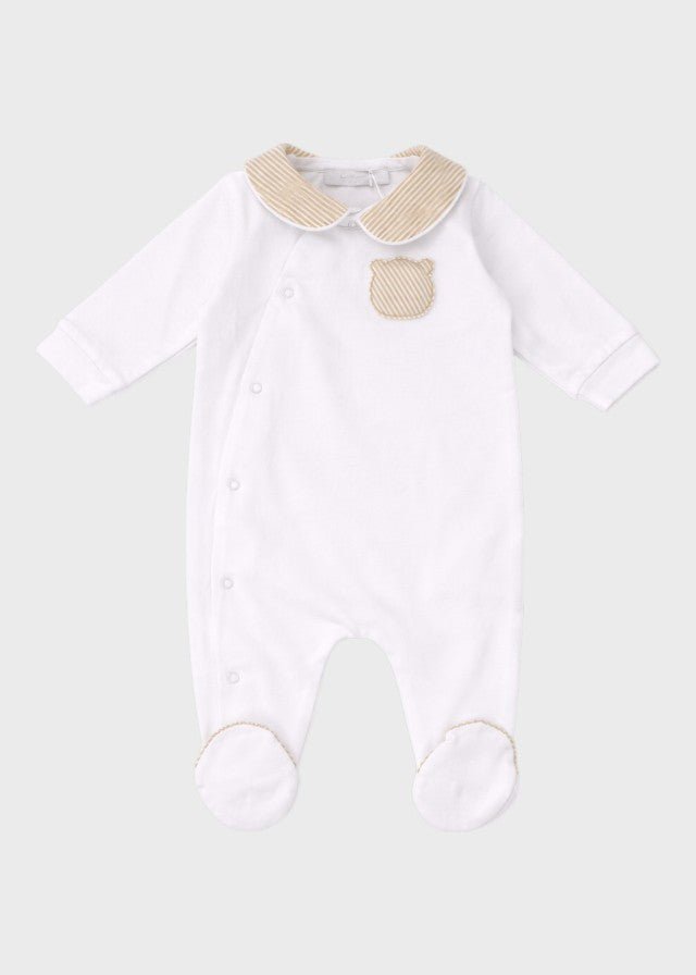 Tutina Neonata Jersey Ricamo Beige C63007/B - C corredino e abbigliamento neonato | NANU' BABY