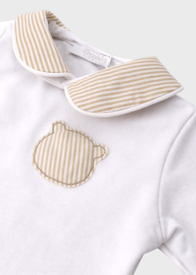 Tutina Neonata Jersey Ricamo Beige C63007/B - C corredino e abbigliamento neonato | NANU' BABY
