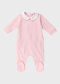 Tutina Neonata Jersey Ricamo Righine Rosa C63007/R - B corredino e abbigliamento neonato | NANU' BABY