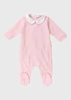 Tutina Neonata Jersey Ricamo Righine Rosa C63007/R - B corredino e abbigliamento neonato | NANU' BABY