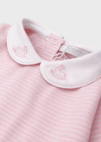 Tutina Neonata Jersey Ricamo Righine Rosa C63007/R - B corredino e abbigliamento neonato | NANU' BABY