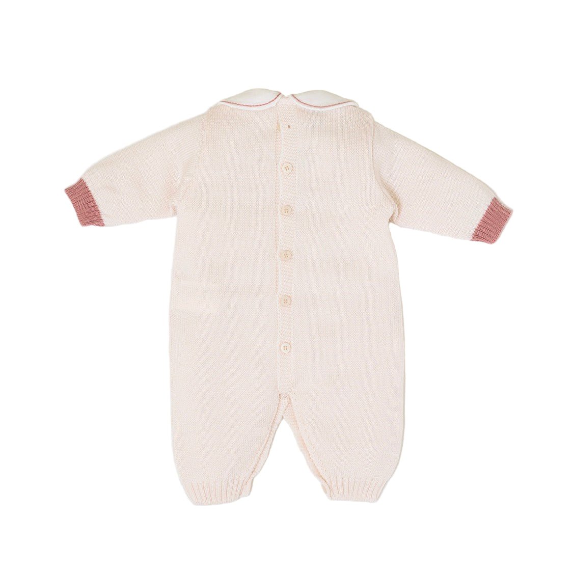 Tutina Neonata Lana Vergine 100% Natural Rosa Orsetto Berretto IN7110/R corredino e abbigliamento neonato | NANU' BABY