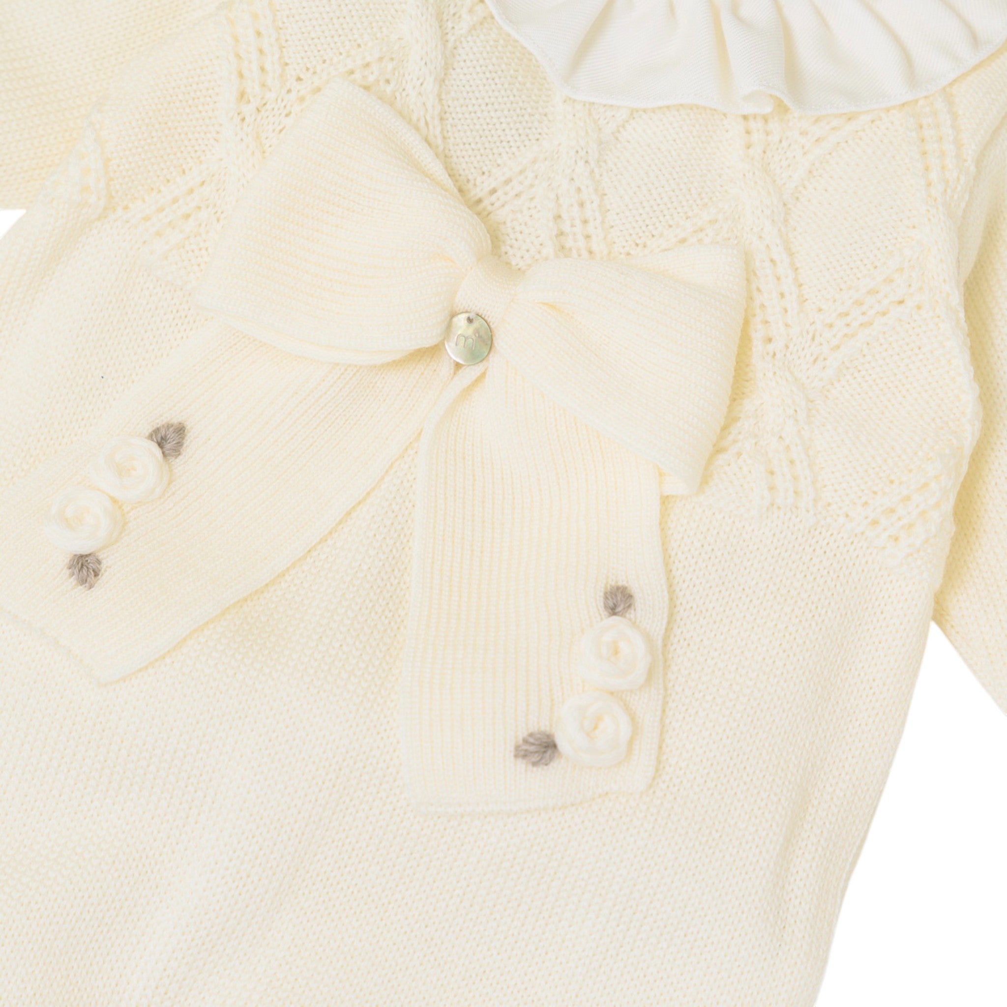 Tutina Neonata Lana Vergine 100% Vaniglia Tortora IN2410/V corredino e abbigliamento neonato | NANU' BABY