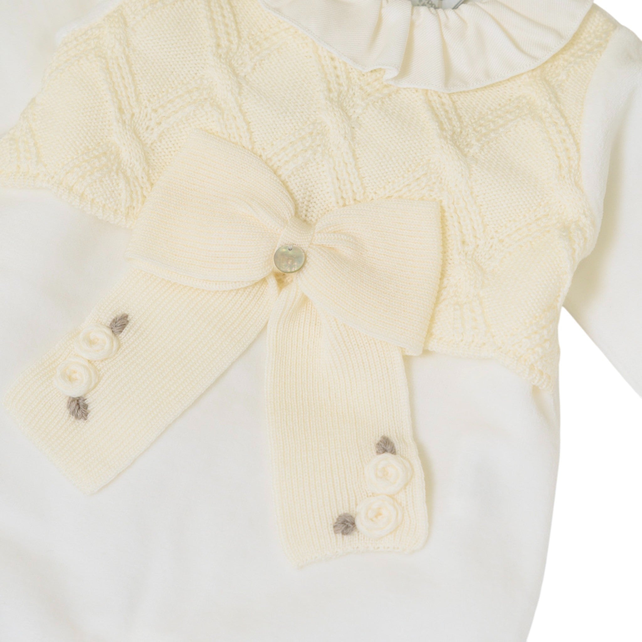 Tutina Neonata Lana Vergine 100% Vaniglia Tortora IN2414/V corredino e abbigliamento neonato | NANU' BABY
