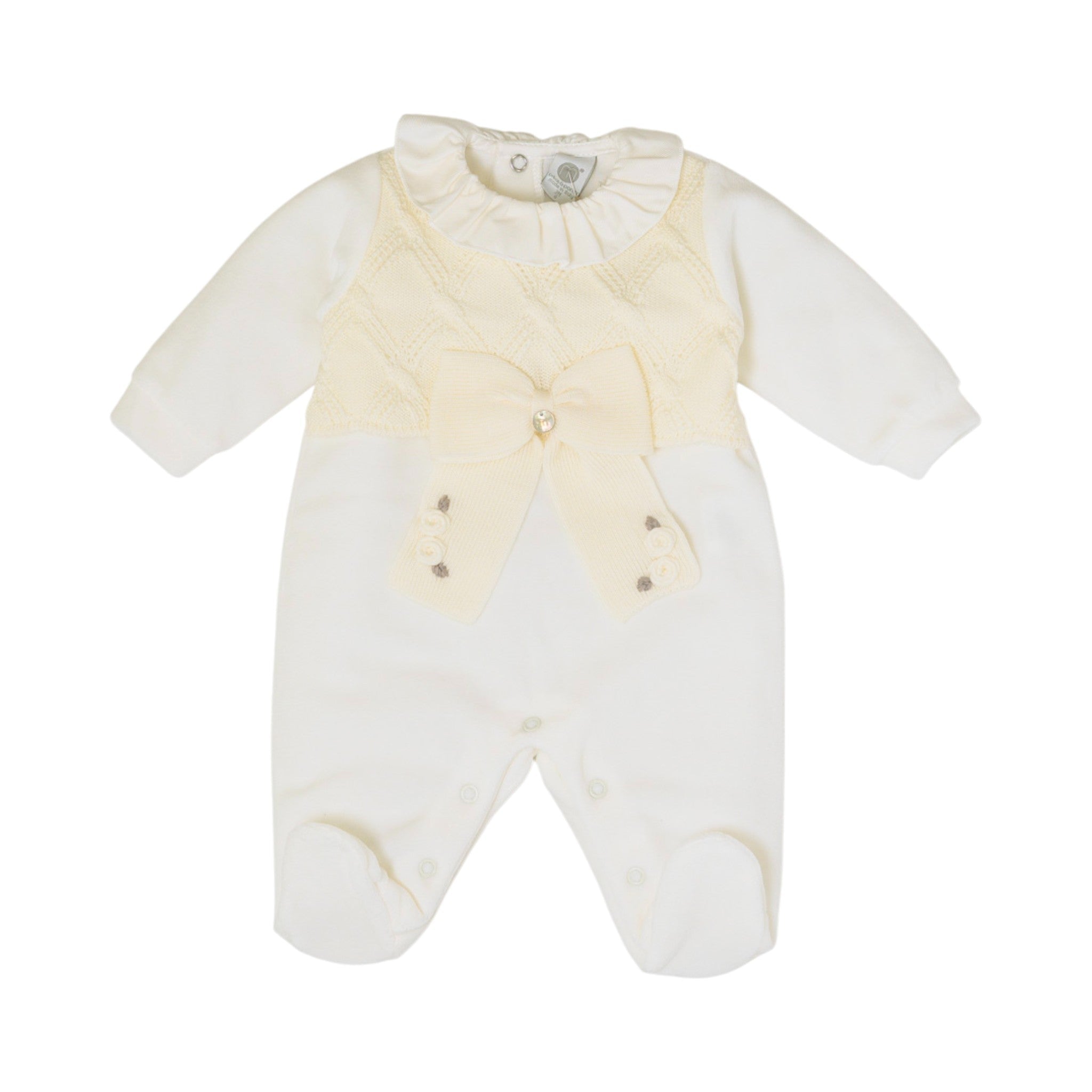 Tutina Neonata Lana Vergine 100% Vaniglia Tortora IN2414/V corredino e abbigliamento neonato | NANU' BABY