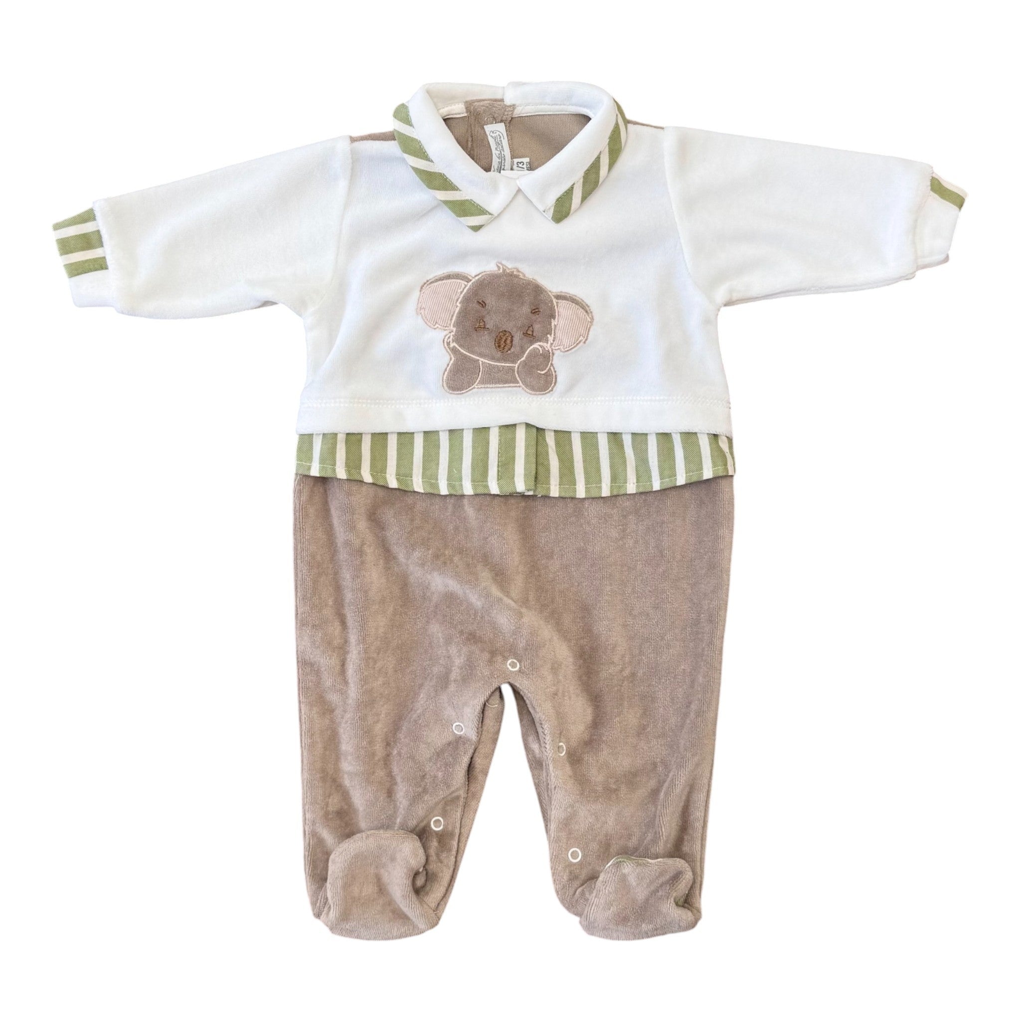 Tutina Neonato Ciniglia Verde SARTORIA DEI PICCOLI (cod. LT1113) corredino e abbigliamento neonato | NANU' BABY