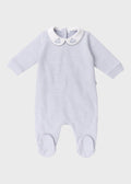 Tutina Neonato Jersey Ricamo Righine Cielo C63007/C - B corredino e abbigliamento neonato | NANU' BABY